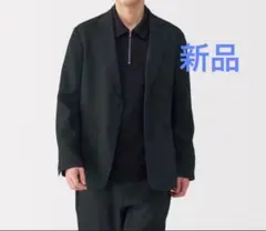 無印良品　新品 紳士　リネン洗いざらしジャケット 紳士　XL 黒　ブラック