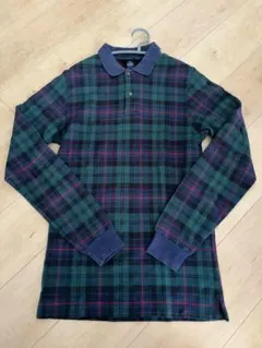【USA製 90s】ランズエンド 長袖ポロシャツ チェック柄 Sサイズのサムネイル