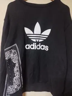 adidas バンダナ柄 ブラック トレーナー M