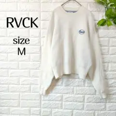 【ルーカ】アイボリー ニット セーター M ビックロゴ 刺繍ロゴ 長袖 ゆったり