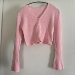 GRL スリットフレアスリーブニットカーディガン[an1241] ピンク　S