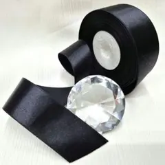 黒 サテンリボン(片面) 約3cm幅 10m+(1mオマケ)