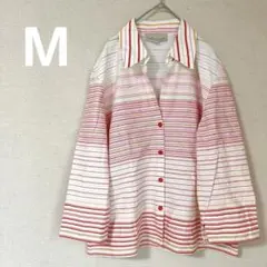 1点もの☆ 【M】ボーダー 七分袖 シャツ ブラウス レディース 春