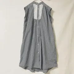 EXE エグゼ ワンピース F ギンガムチェック レース ノースリーブ 黒白