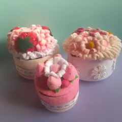 フェルト 花装飾 小型収納ボックス　3個セット