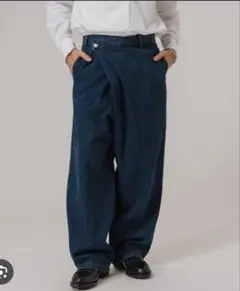 Regen Glanz ツータックワイドストレートデニムパンツ navy 完売品 