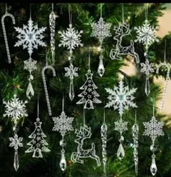 ツリーオーナメント クリスマス 飾りセット クリア17点セット【訳あり】