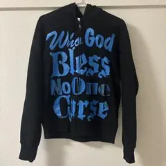 hie lifeプリント入り黒ジップパーカー