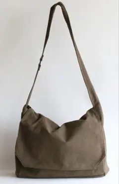 香久山鞄 備長炭染め帆布 ショルダーバッグ(L) アーミーブラウン 未使用品