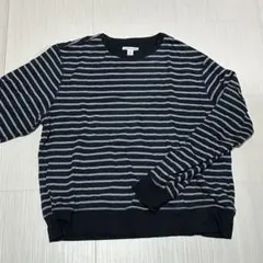 amazon essentials ボーダー 長袖 トレーナー　白黒 ホワイト