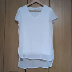 MOUSSY シフォンTシャツ風ブラウス Vネック