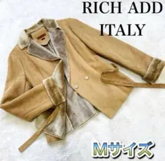RICH ADD ITALY★ムートンコート 裏ボア ブラウン リボン M