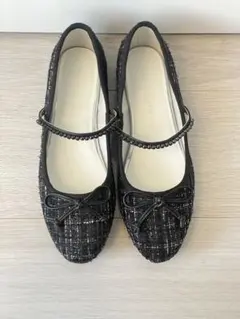 オリエンタルトラフィック　ツイードバレエストラップパンプス/51106 ブラック