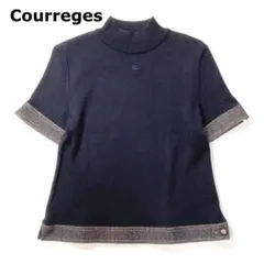 Courreges クレージュ サマーニット ロゴ デニム切替 半袖 Mのサムネイル