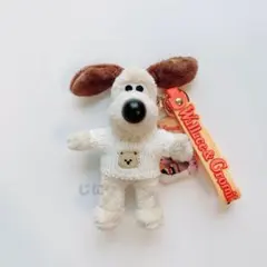 【ホワイトくまさんニット】ウォレスとグルミット ぬいぐるみキーホルダー