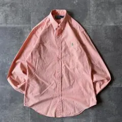 ラルフローレン CUSTOM FIT ピンク ギンガムチェック ポニー刺繍 L 