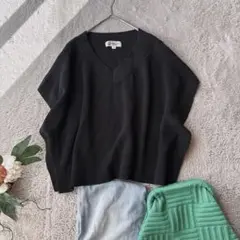 美品(L)ニットベスト/ジレ/チョッキ/ノースリーブセーター/オーバーサイズ
