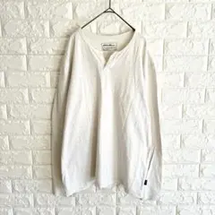 エディーバウアー/長袖Tシャツ/ヘンリーネック/コットン/L/ホワイト