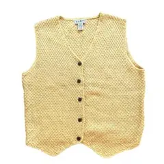美品 90s ビンテージ L.L.Bean 麻 リネン ニット ベスト イエローのサムネイル