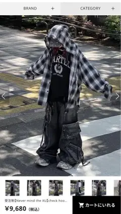 【XU DOG】check hood shirt