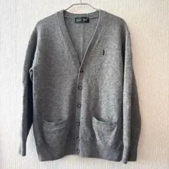 美品　EAST BOY グレー カーディガン Vネック　11号　ウール100%