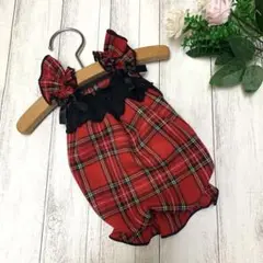 876→タータンチェックのバルーンキャミワンピ/Sサイズ/犬服/犬服ハンドメイド