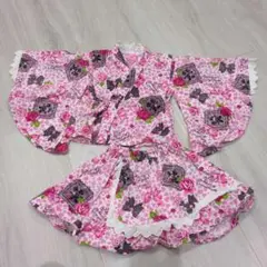 Ribbon couleur ピンク甚平 90cm