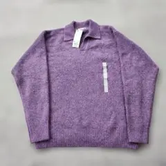 新品 GU ブラッシーニットスキッパーポロシャツ