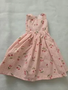 チェリー柄ピンクノースリーブドレス