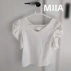 MIIA ミーア パワショルトップス カットソー ボリューム袖 白 フリーサイズのサムネイル