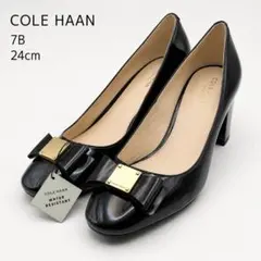 新品未使用 COLE HAAN GRAND.ØS エナメル リボン パンプス 黒のサムネイル