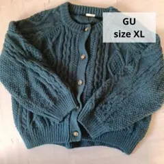 GU ダークグリーン ケーブルニット XL