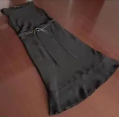 ASPRI アスプリ シフォン ミディ丈 ワンピース ベルト付 ブラック11