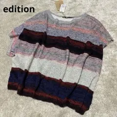 edition アシンメトリー ニットTシャツ ノースリーブ ミックスニットのサムネイル