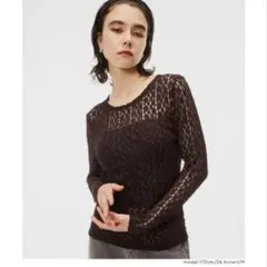 coca ストレッチレーストップス　ブラウン　L コカ