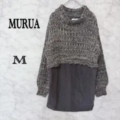 ムルーアニットドッキングワンピース ローゲージ タートルネック バイカラー Mのサムネイル