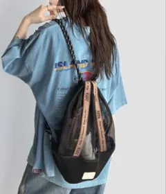 java ナップサック　メッシュ　2way トートバッグのサムネイル
