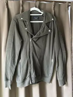 ZARA MAN オリーブグリーン シングルライダースジャケット