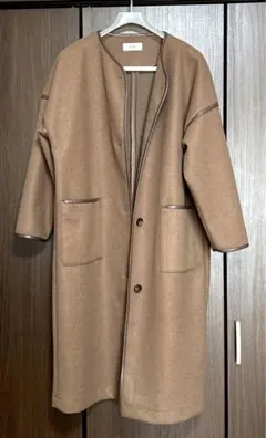 新品未使用 ブラウン ウール混合 ロングコートM