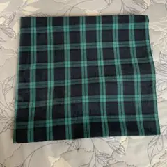ネイビーとグリーンのチェック柄生地 112cm x 106cm