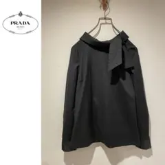 PRADA ワイド タートルネック ブラウス / プラダ シャツ バックボタン 