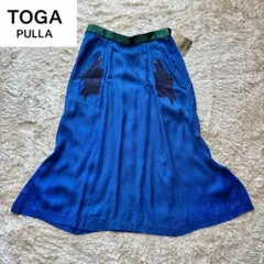 【新品タグ付】TOGA PULLA トーガプルラ　ロングスカート　刺繍　青　38のサムネイル