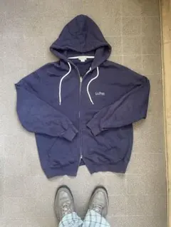 L.L.Bean ジップパーカー ロゴ ネイビー フーディ ダブルジップ