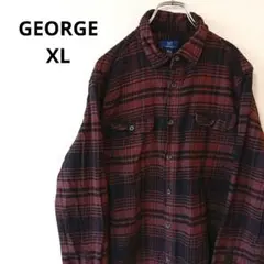 USA古着 GEORGE ネルシャツ XL ブラウン　ブラック　チェック