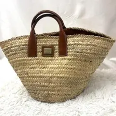 ドルチェ&ガッバーナ　かごバック　ラフィア　レザー　ナチュラルダークブラウン DOLCE&GABBANA - ドルチェ&ガッバーナ かごバック ラフィア レザー