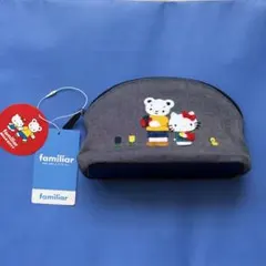 青 デニム ファミリア キティ コラボ ポーチ ハローキティ familiar