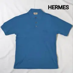HERMES パイル地 ポロシャツ ブルー サイズM - メルカリ
