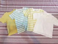 無印120Tシャツ3枚＋美品ポロシャツ1枚セット☆イエロー ストライプ Tシャツ