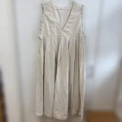 新品★cross linen 肩フリル前後2wayジャンパースカート　ワンピース