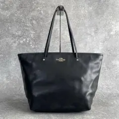 COACH コーチ トートバッグ A4 肩掛け 通勤 ビジネス ブラック レザー